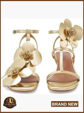 Floral High Heel Strappy Sandals Open Toe Ankle Strap for Wedding Bride